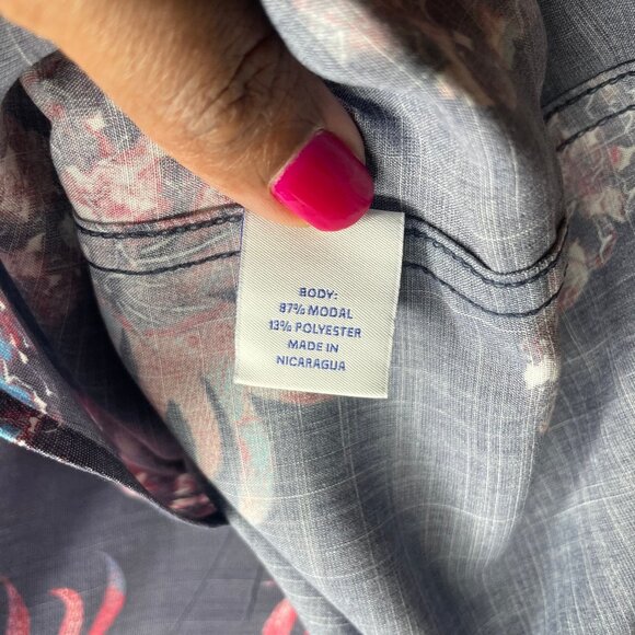 Caribbean Pineapple Shirt Men's 2XT Tall Modal Blend Tropical Hawaiian Navy - Picture 11 of 13